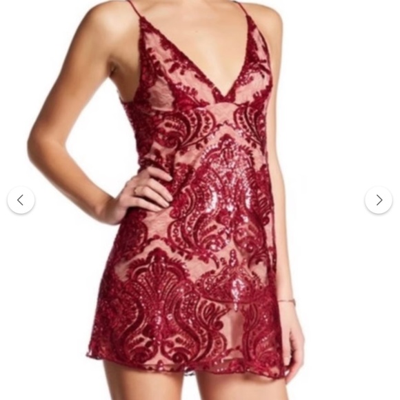 Free People Red Sequin Dress - Size 2 - Picture 7 of 7